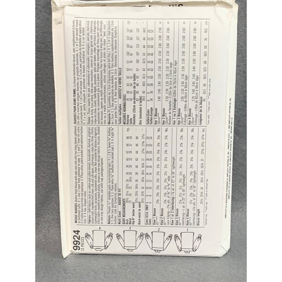 Simplicity 9924 Vintage Sewing Pattern For Womens Blouses (6-14) - Picture 2 of 2